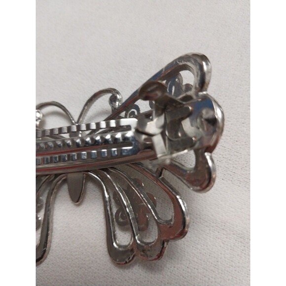 Vintage Butterfly Hair Clip Barrette French Style Silver Tone 3.75"x2.25" - Picture 10 of 10